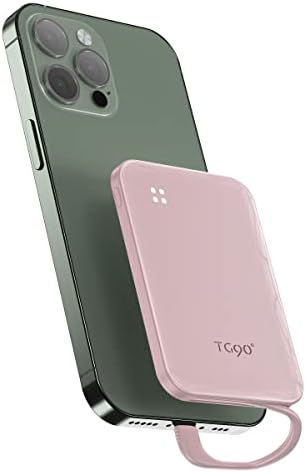 TG90 4500mah Small Portable Power Bank Built-in Cable, Ultra Slim Portable Cell Phone Battery Pack Charger Compatible with iPhone 14/14 Pro/13/13 Pro Max/12/12 Pro Max/11/11 Pro Max/X/XS/SE/8 and More