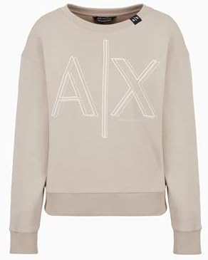 A｜X ARMANI EXCHANGE Women's Ax Outline Logo Print Crew Neck Sweatshirt