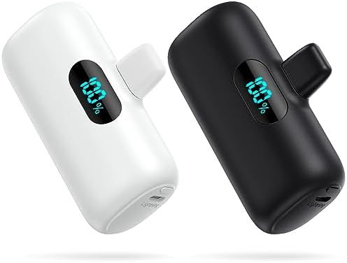 [2 Pack]Small Portable Charger for iPhone,Upgraded 5000mAh PD Fast Charging Power Bank,Cute Mini Portable Phone Charger Battery Pack Compatible with iPhone 14/14 Pro Max/13/13 Pro/12 Pro/11/XR/X/8 etc