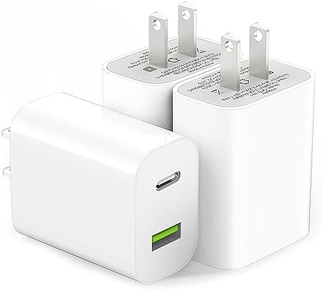 3 Pack USB C Charger Block, Dual Port Type C Wall Charger Fast Charging Power Adapter Cube for iPhone 14/14 Pro/14 Pro Max/14 Plus/13/12/11, XS/XR/X, iPad, Samsung, More