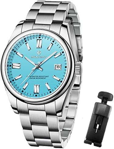 AKNIGHT Men Watch Waterproof Stainless Steel Watch for Men Analog Chronograph Fashion Watch, Easy Read Men Dress Watch Luminous Watch Elegant Gift