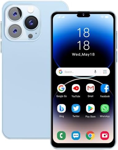 PrzSay Unlocked Smartphone, 6.3 inch HD Display, Android10.0, Dual SIM, Dual Cameras, 1GB RAM+16GB ROM (Expandable to 128GB), Support: WiFi, Bluetooth, GPS 3G Mobile Phones (Blue)