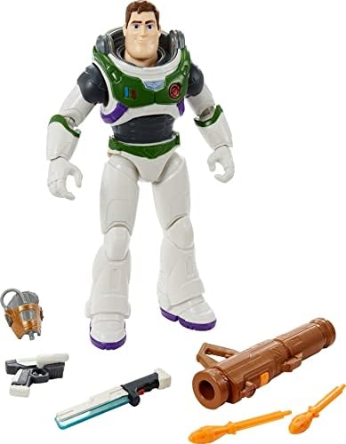 Mattel Disney and Pixar Lightyear 12-in Action Figure with Accessories, Buzz Lightyear with 4 Gear Up Accessories