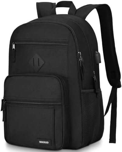 BIKROD Backpack for Men and Women, Lightweight Casual School Backpack for Teens Boys and Girls, Daily-use Travel Laptop Backpack with USB Charging Port Fits 15.6 Inch Notebook, High School Bookbag