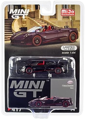 Pagani Huayra Roadster Black with Red Stripes and Interior Limited Edition to 2400 Pieces Worldwide 1/64 Diecast Model Car by True Scale Miniatures MGT00417
