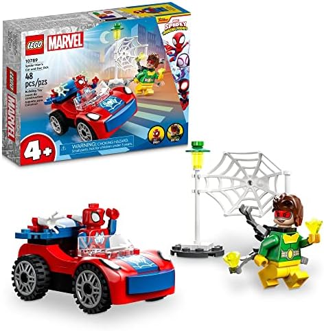 LEGO Marvel Spider-Man's Car and Doc Ock Set 10789, Spidey and His Amazing Friends Buildable Toy for Kids 4 Plus Years Old with Glow in The Dark Pieces
