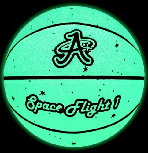 A Plus Collectibles Space Flight 1 Official Basketball, Leather Game Ball; Indoor/Outdoor Court, Size 7, 29.5" Kids & Adult