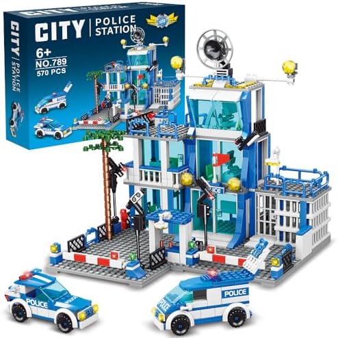 MindBox City Police Station Building Sets, 570pcs City Police Sets Toy Building Bricks Kit, Gift for Boys 6-12