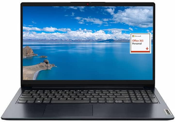 Lenovo IdeaPad 1 15.6" FHD Laptop Newest, Intel Pentium Silver N6000, 12GB RAM, 256GB PCIe SSD+128GB eMMC, 1 Year Microsoft Office 365, Webcam, Type-C, SD Card Reader, Wi-Fi 6, Windows 11