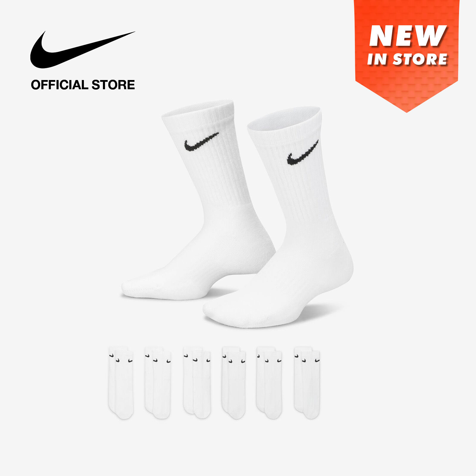 Nike Kids' Everyday Kids' Cushioned Crew Socks (6 Pairs) - White