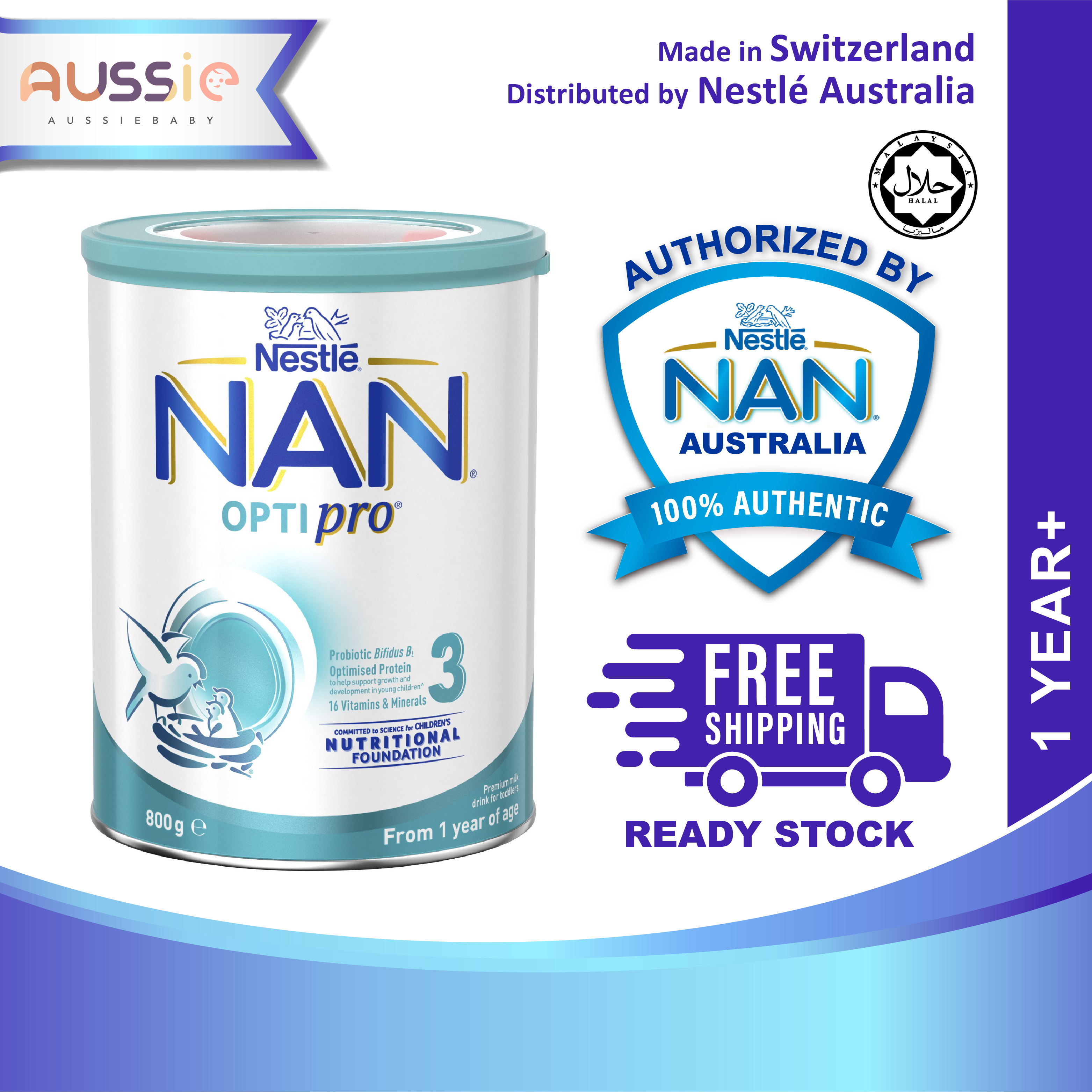 [Ready Stock] Nestle NAN OPTIPRO 3 (800g) Toddler 1+ Year Probiotic 16 Vitamins & Minerals OPTIPRO3 Milk Drink Baby Formula Milk Powder