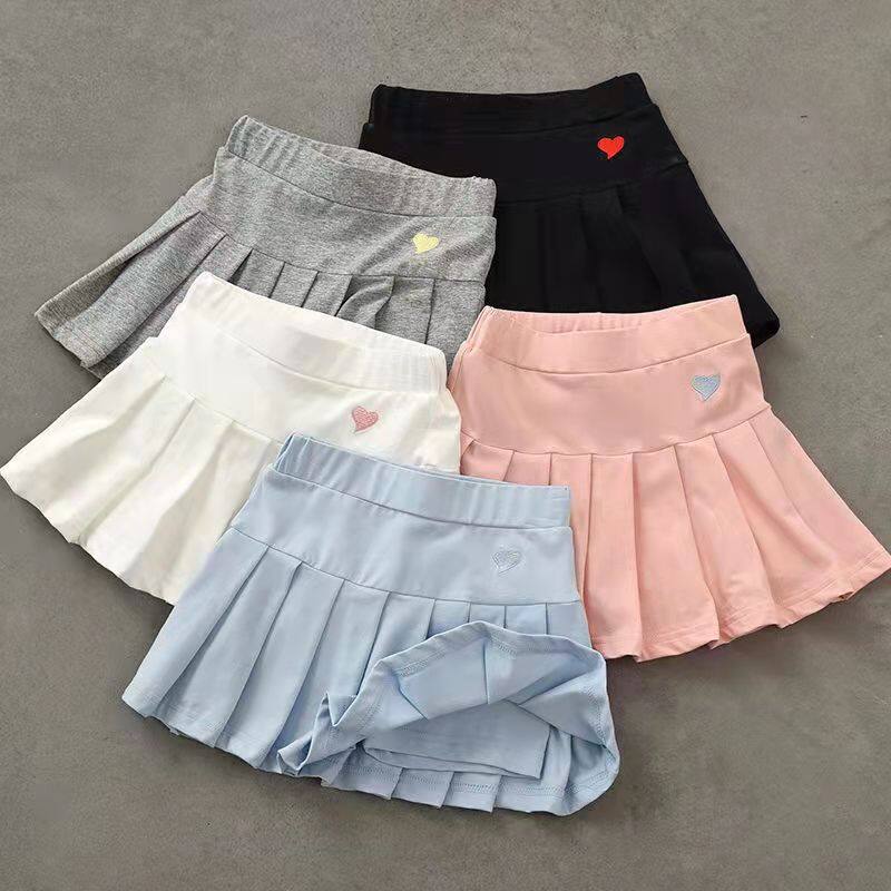 Girls Pleated Skirts, Children's Cotton Skirts, Short Skirts with Safety Pants, Thin Skirts, Kids Fashion