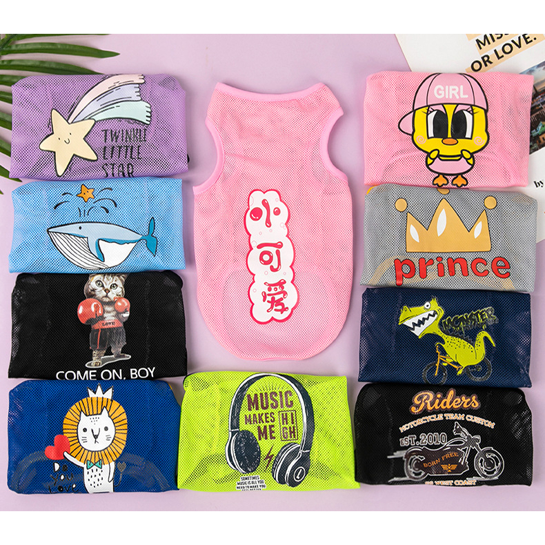 {Aksesorl binatang} ZOEF Breathable Sleeveless T-shirt With Cartoon Pattern For Pets, Dogs, Cats LI0497