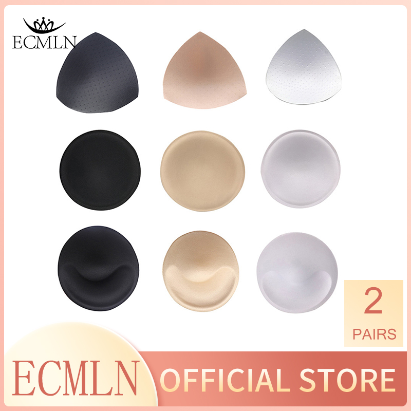 ECMLN 2 Pairs Bra Cup Pads Insert Triangle Round Chest Breast Bikini Underwear Sport