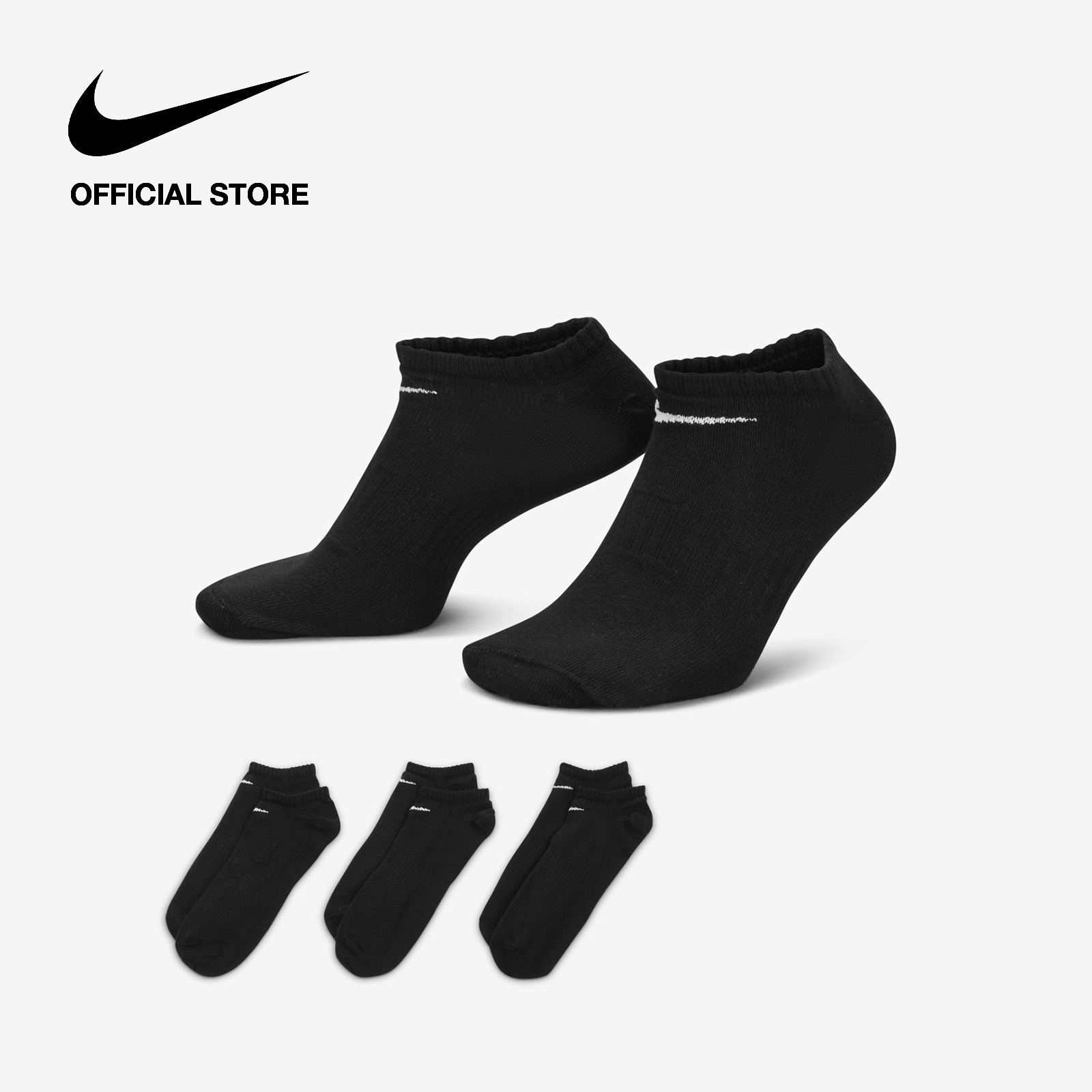 Nike Unisex Everyday Lightweight Training No-Show Socks (3 Pairs) - Black