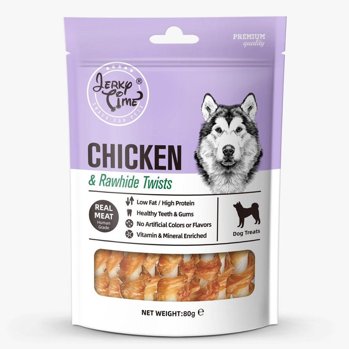 Jerky Time Dried Chicken & Rawhide Twists for Dogs 80g (JT812388)